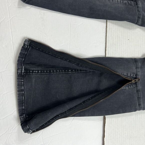 Free People Jeans Gray Black Stretch Button Long Ankle Zippers Skinny Size W 26 - Picture 4 of 13